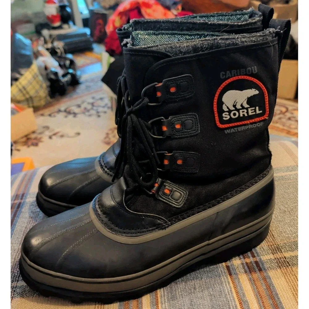 Mens 13 M Sorel Caribou Black Nylon Waterproof Snow Winter Boots Kaufman Canada